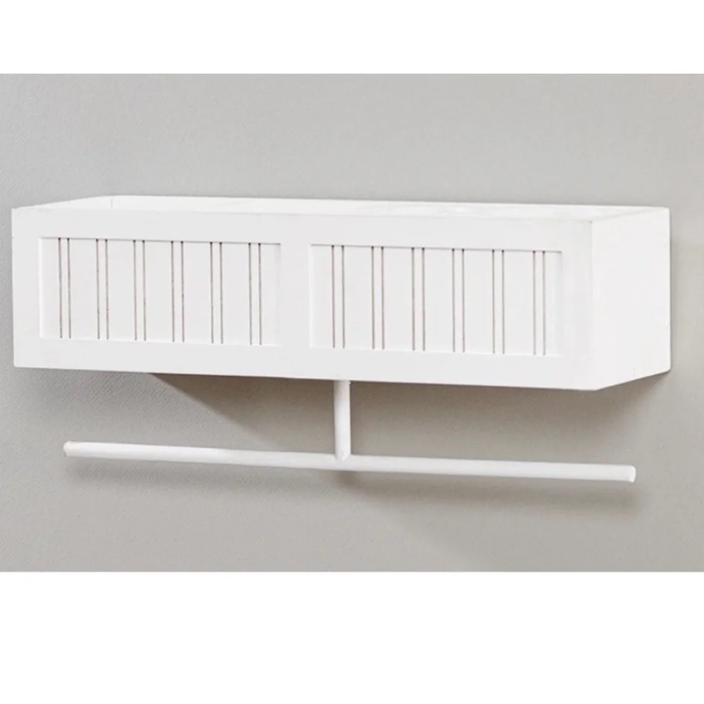 NIB White Organization Bathroom Wall Shelf with Towel Bar!